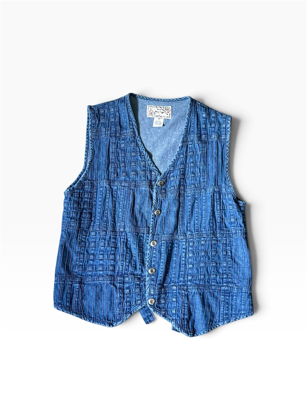 new directions Blue Textured Button-Front Kids Vest